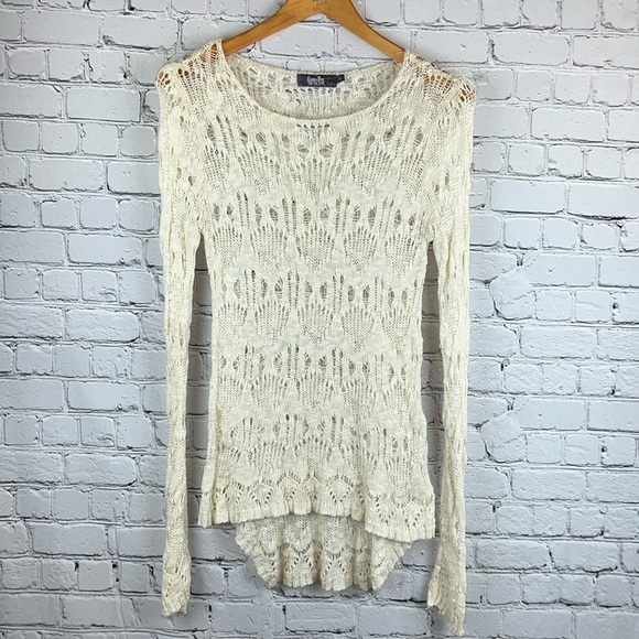 KARMA BLUE Cream Crochet Sweater‎ Anthropologie Size L - Picture 1 of 4